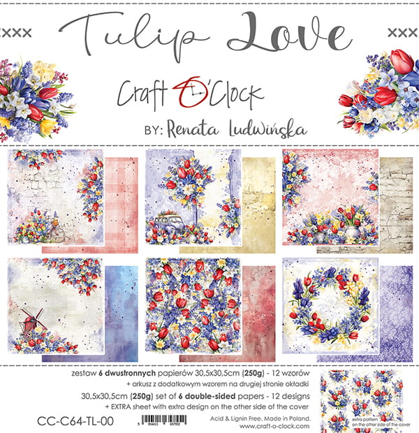 Craft O'Clock - Tulip Love - Paper Pack - 12 x 12"