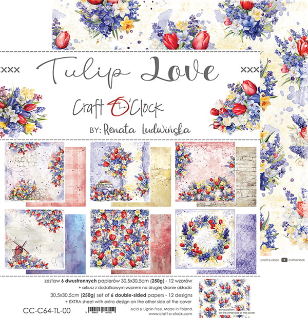 Craft O'Clock - Tulip Love - Paper Pack -  12 x 12"