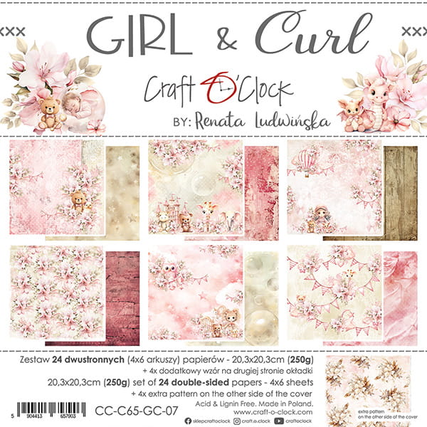 Craft O'Clock - Girl & Curl - Paper Pad - 8x8"