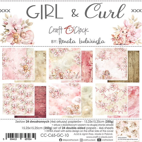 Craft O'Clock - Girl & Curl - Paper Pad - 6x6"