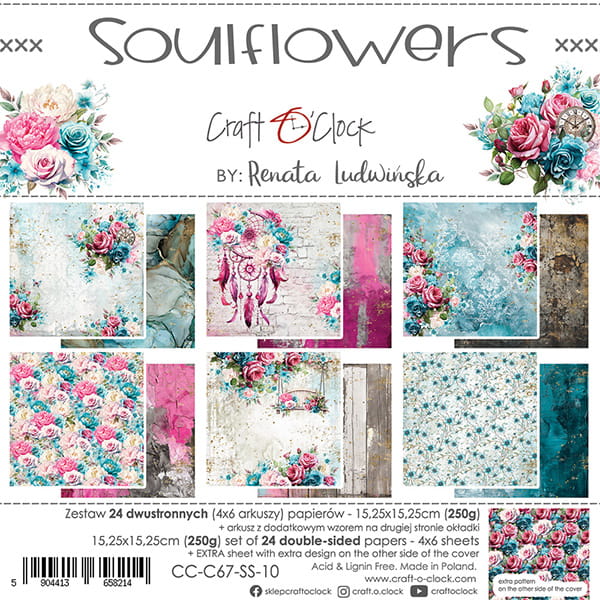 Craft O'Clock - Soulflowers - Paper Pad - 6x6"