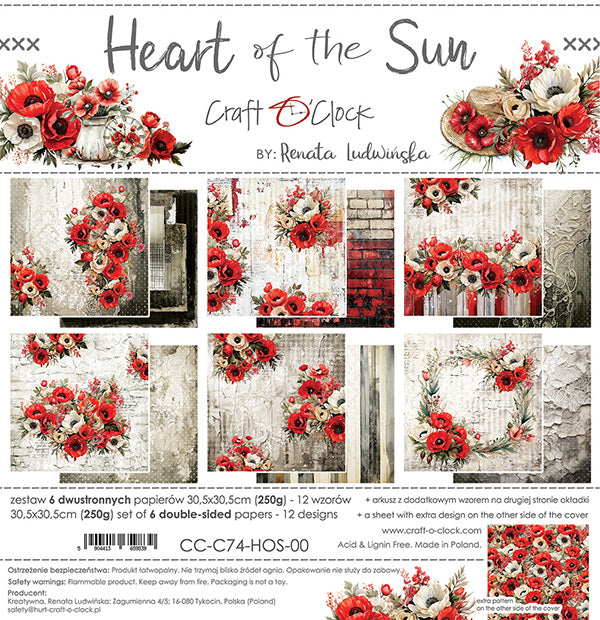 Craft O'Clock - Heart of the sun - Paper Pack - 12 x 12"