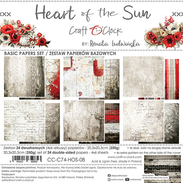 Craft O'Clock - Heart of the sun - Basic Paper Pad - 8x8"