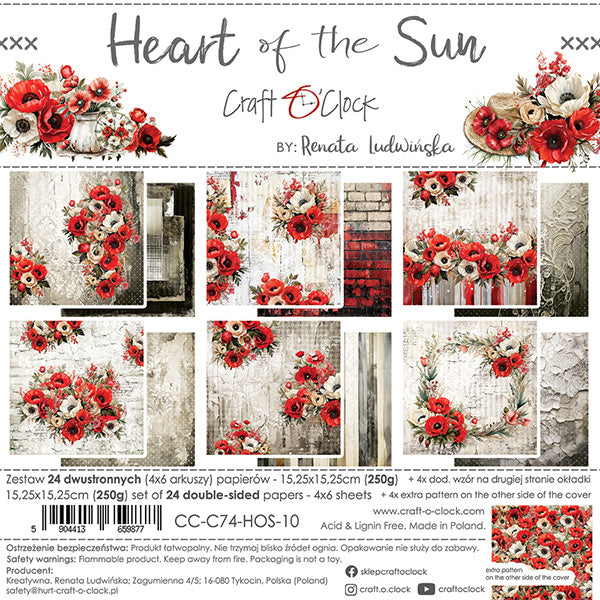 Craft O'Clock - Heart of the sun - Paper Pad - 6x6"