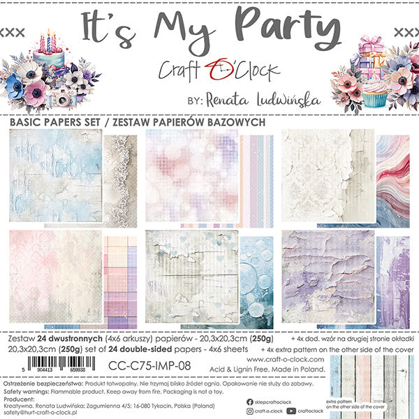 Craft O'Clock - It's my party - Basic Paper Pad - 8x8"