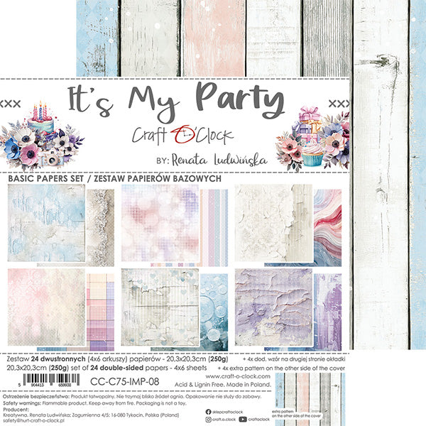Craft O'Clock - It's my party - Basic Paper Pad - 8x8"