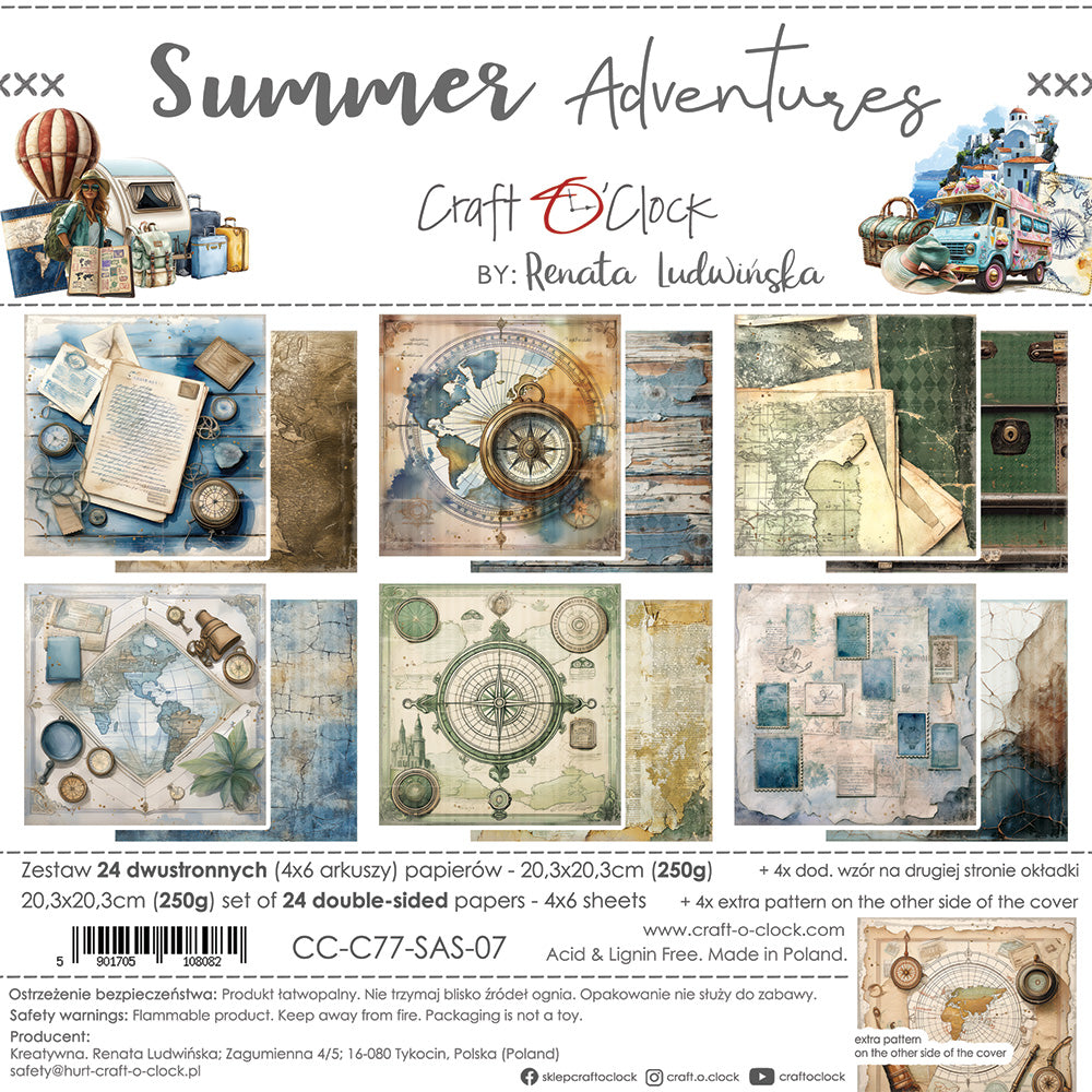 Craft O'Clock - Summer Adventures - Paper Pad - 8x8"