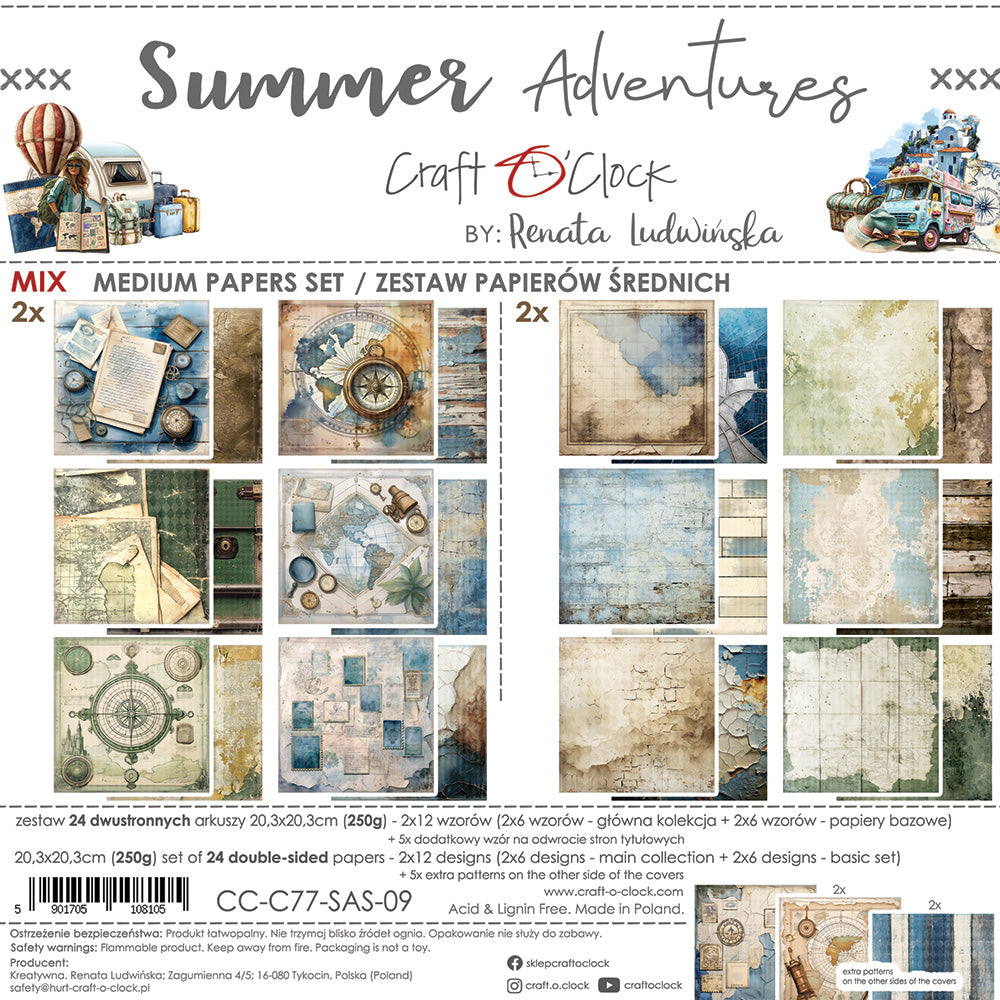 Craft O'Clock - Summer Adventures - Extras Set - MIX - 8x8"
