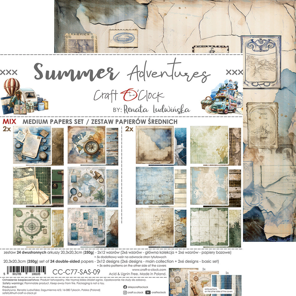 Craft O'Clock - Summer Adventures - Extras Set - MIX - 8x8"