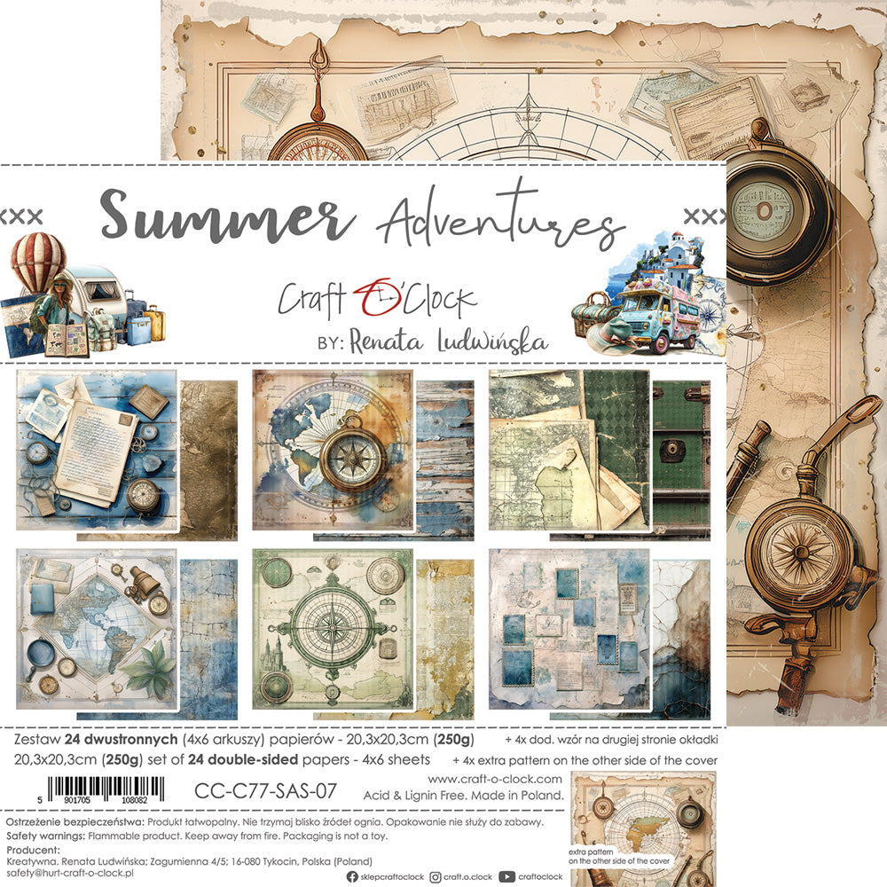 Craft O'Clock - Summer Adventures - Extras Set - MIX - 8x8"