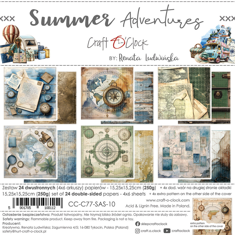 Craft O'Clock - Summer Adventures - Paper Pad - 6x6"