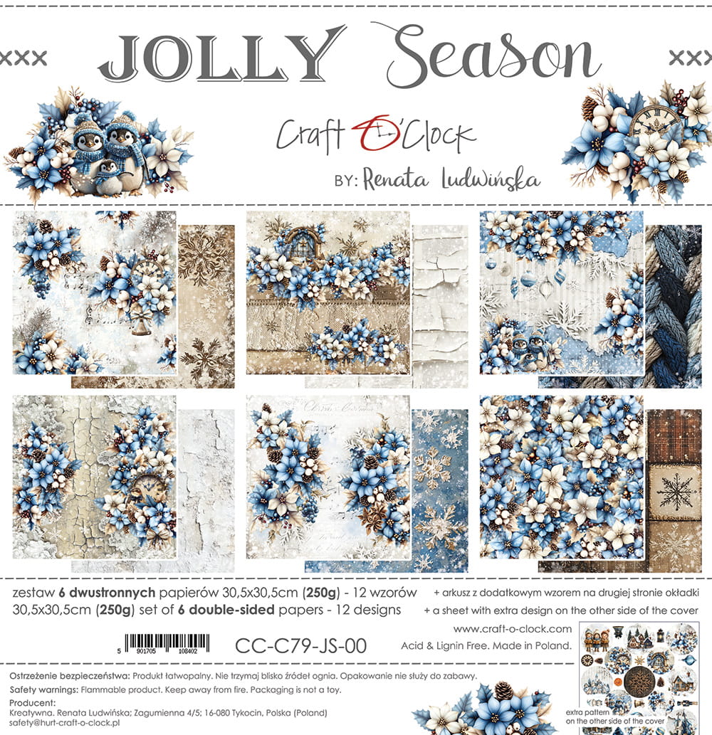 Craft O'Clock - Jolly Season - Paper Pack - 12 x 12"