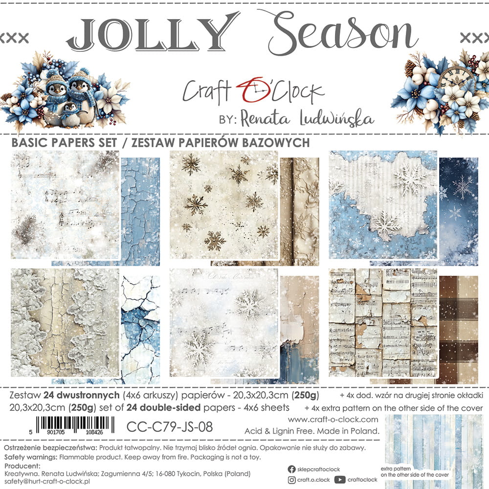 Craft O'Clock - Jolly Season - Basic Paper Pad - 8x8"