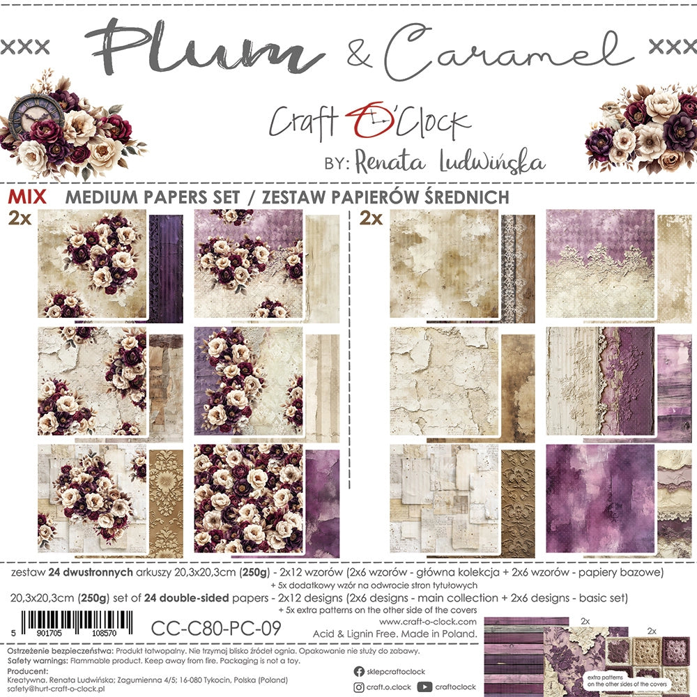 Craft O'Clock - Plum & Caramel - Extras Set - MIX - 8x8"