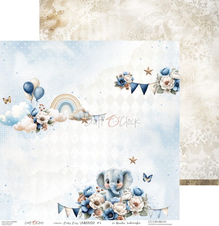 Craft O'Clock - Baby Boy Universe - Paper Pack - 8 x 8"