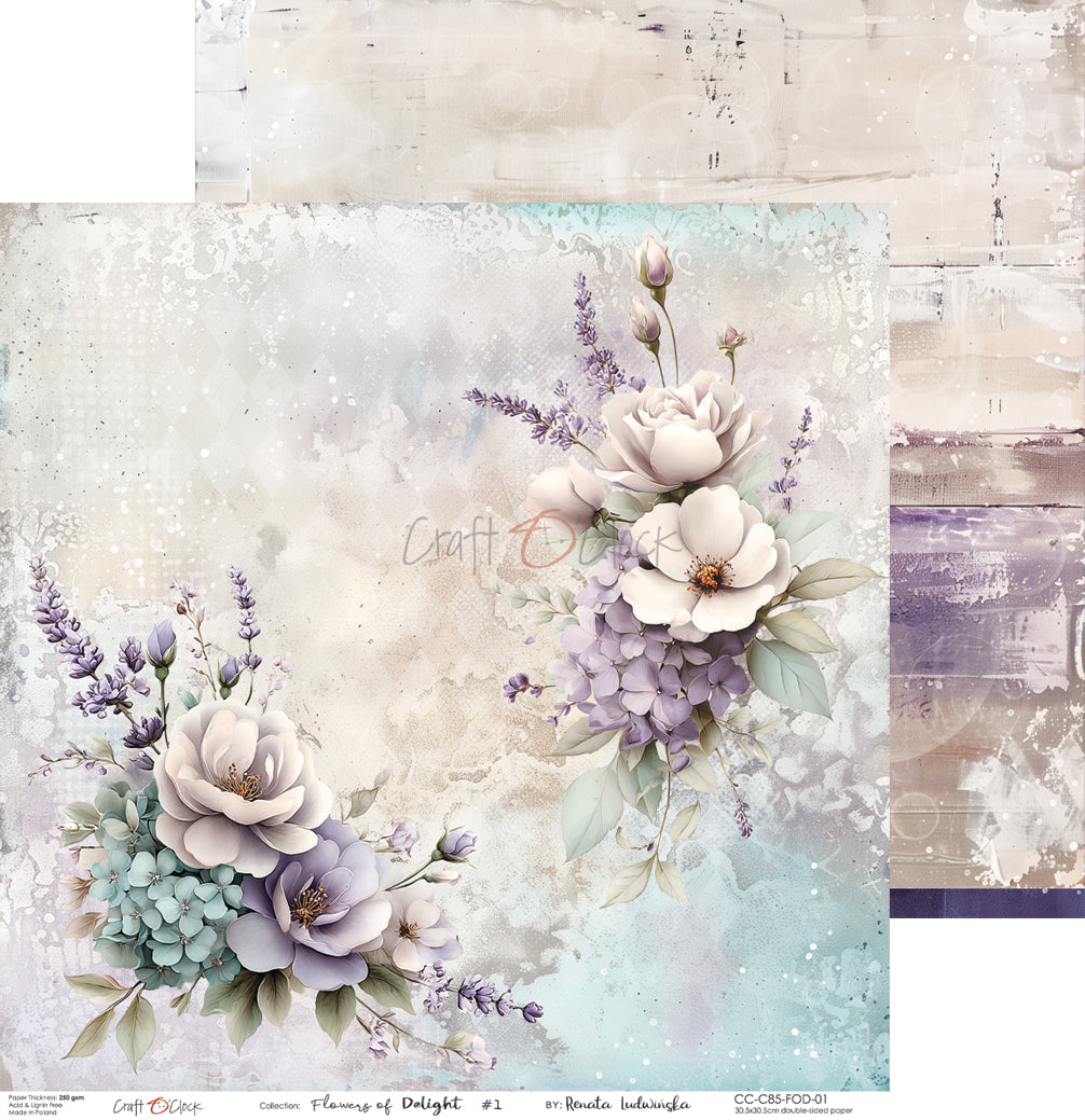 Craft O'Clock - Flowers of Delight - Paper Pack - 12 x 12"