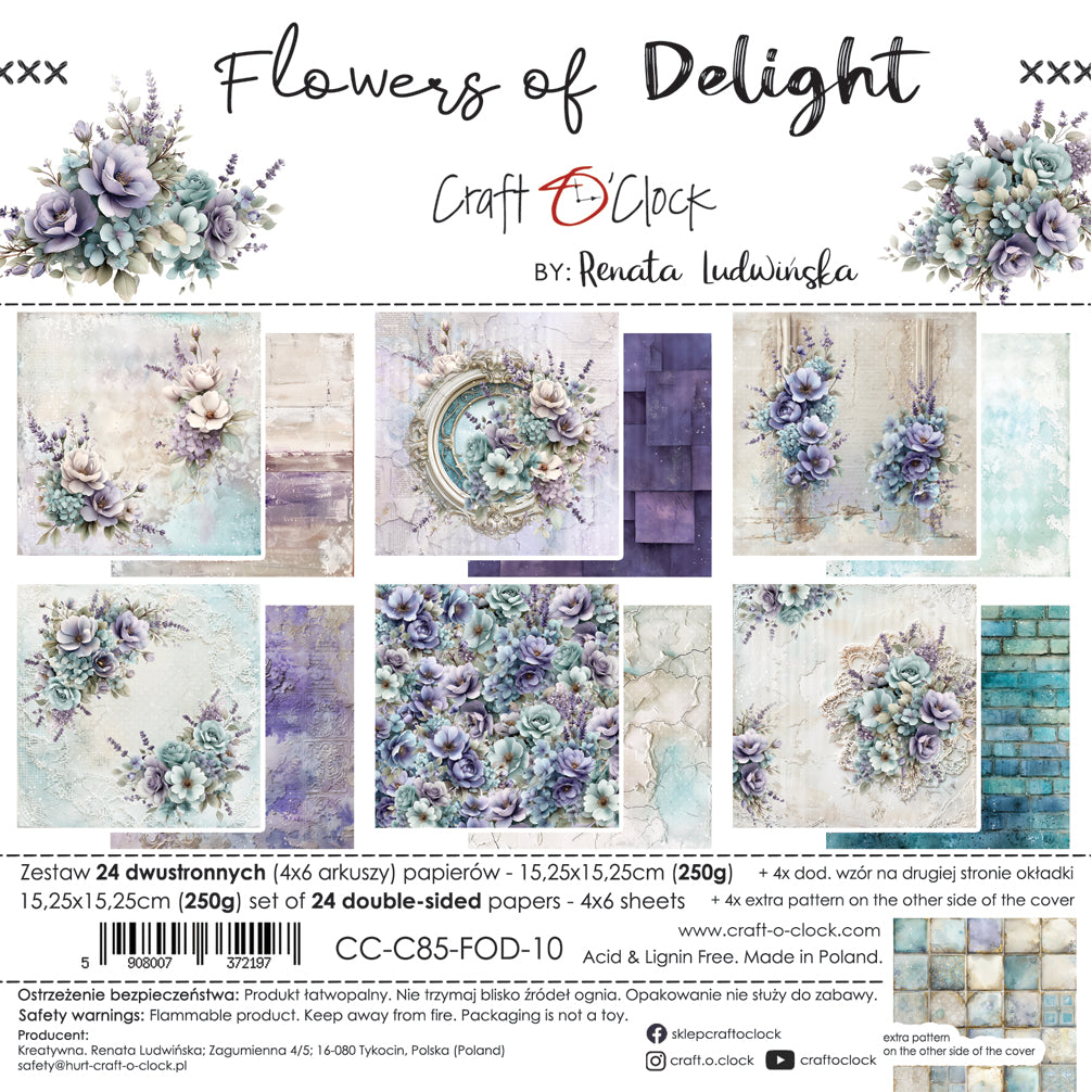 Craft O'Clock - Flowers of Delight - Paper Pad - 6x6"
