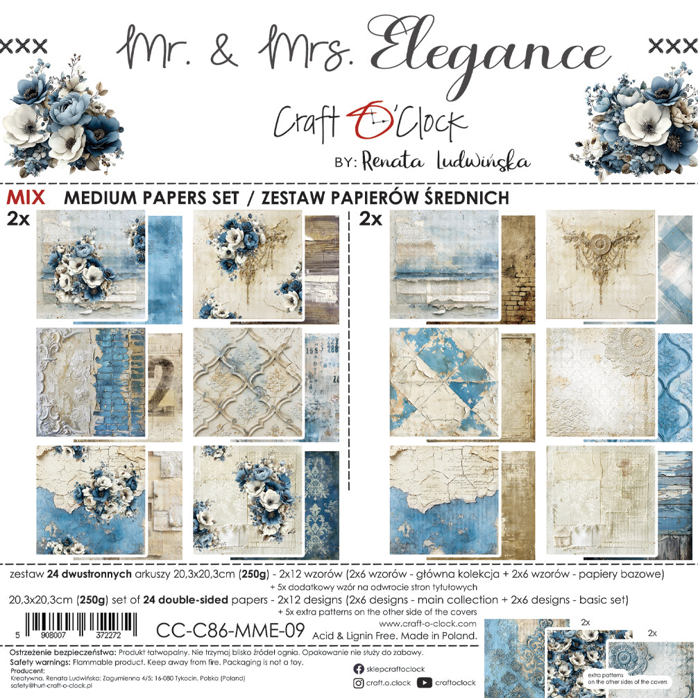 Craft O'Clock - Mr & Mrs Elegance - Extras Set - MIX - 8x8"