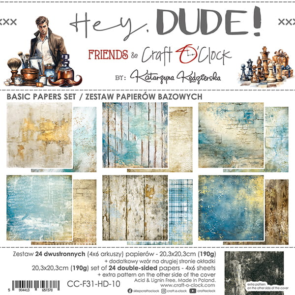 Craft O'Clock - Hey, Dude!  - Basic Paper Pad - 8x8"