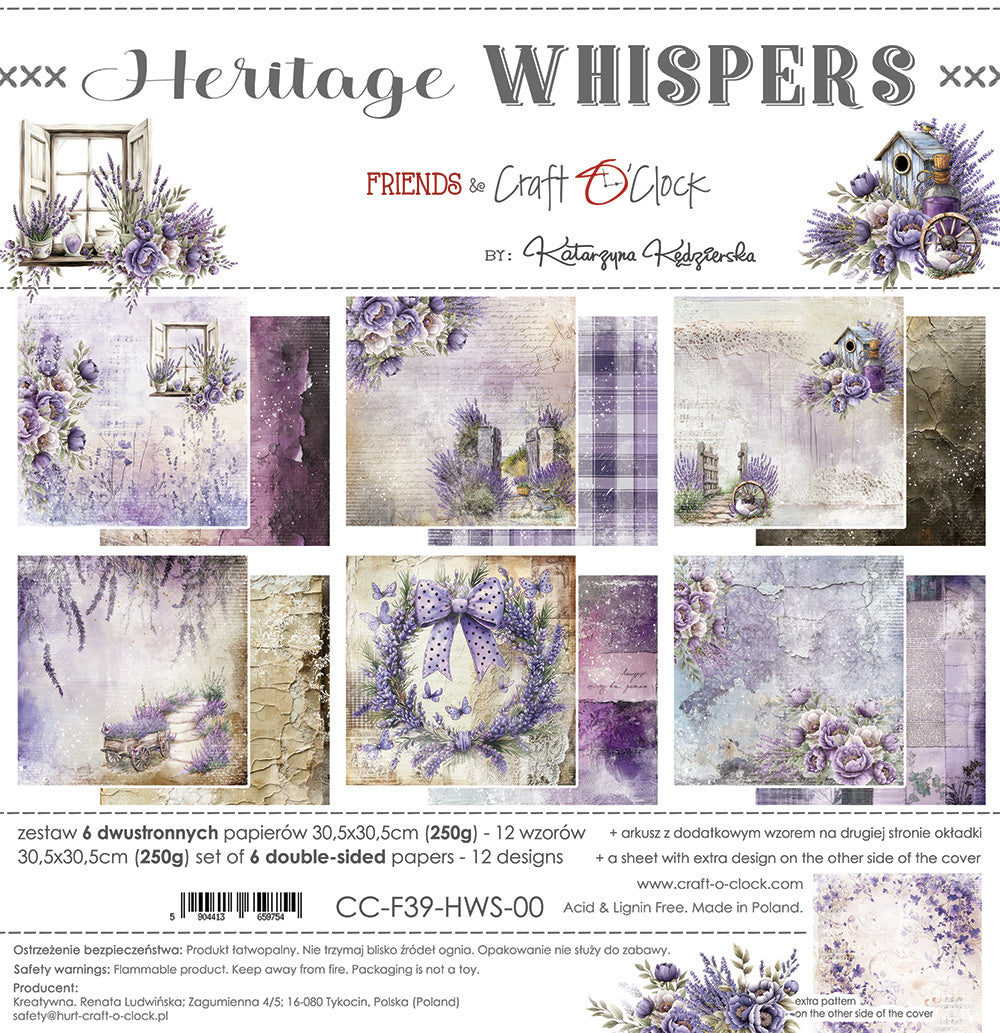 Craft O'Clock - Heritage whispers - Paper Pack - 12 x 12"