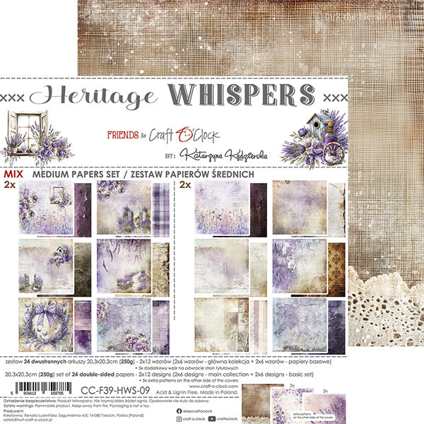 Craft O'Clock - Heritage whispers - Extras Set - MIX - 8x8"