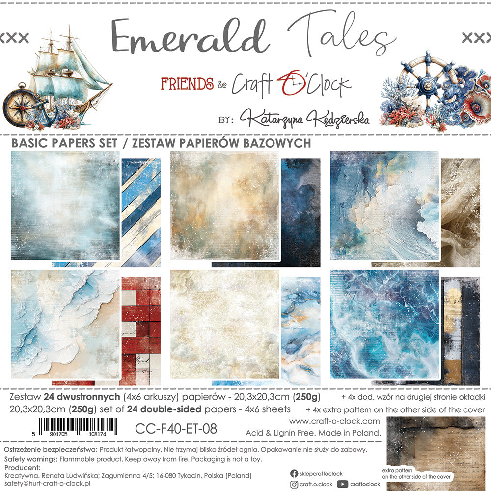 Craft O'Clock - Emerald tales - Basic Paper Pad - 8x8"