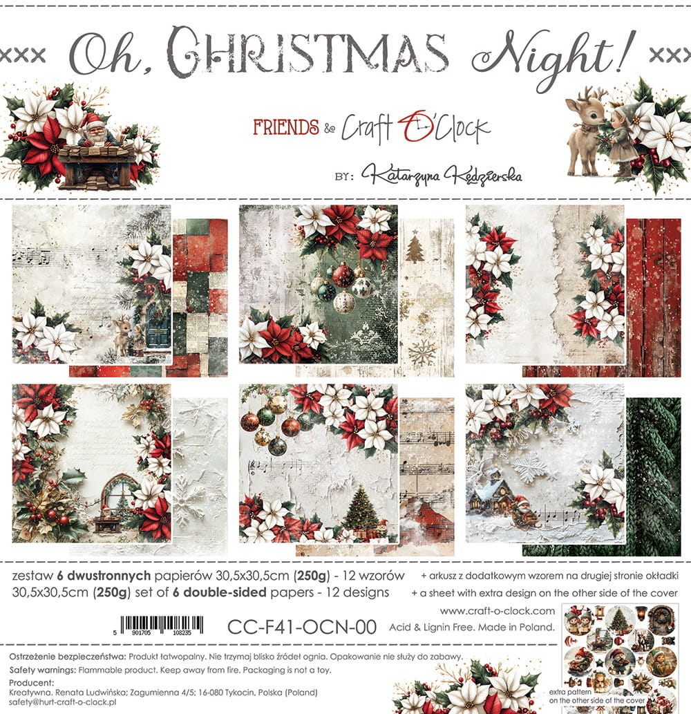 Craft O'Clock - Oh, Christmas Night - Paper Pack - 12 x 12"