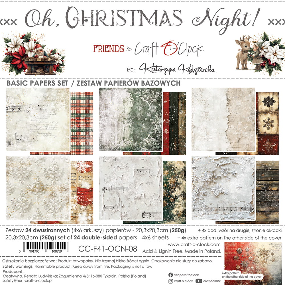Craft O'Clock - Oh, Christmas Night - Basic Paper Pad - 8x8"