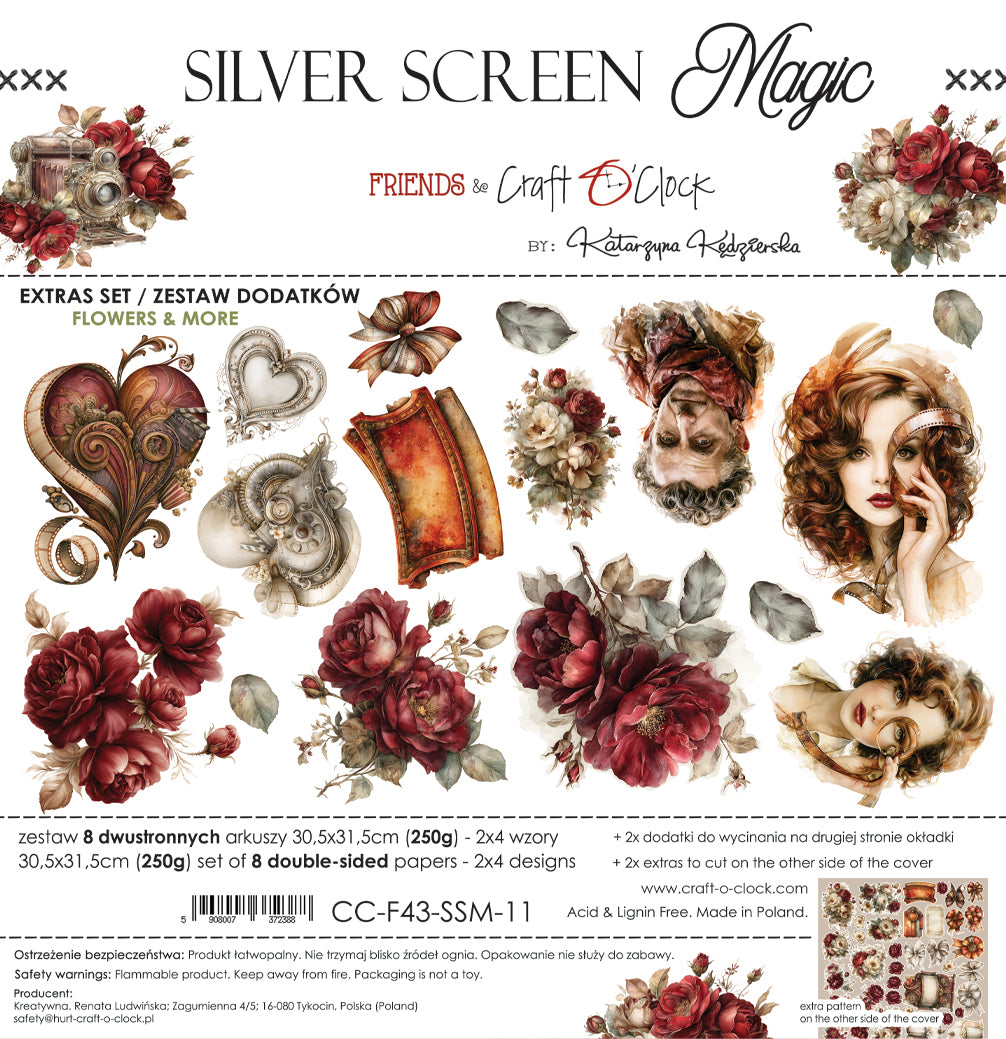 Craft O'Clock - Silver Screen Magic - Flowers Extras Set - 12x12"