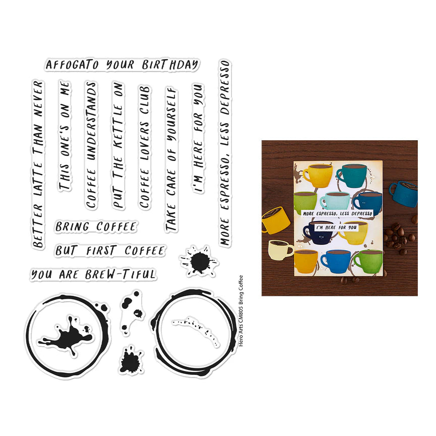 Hero Arts - Clear Stamp -Bring Coffee stamp set