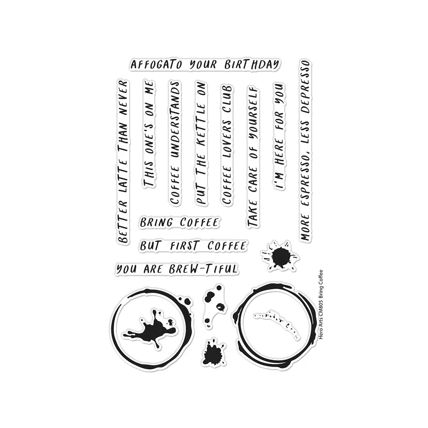 Hero Arts - Clear Stamp -Bring Coffee stamp set
