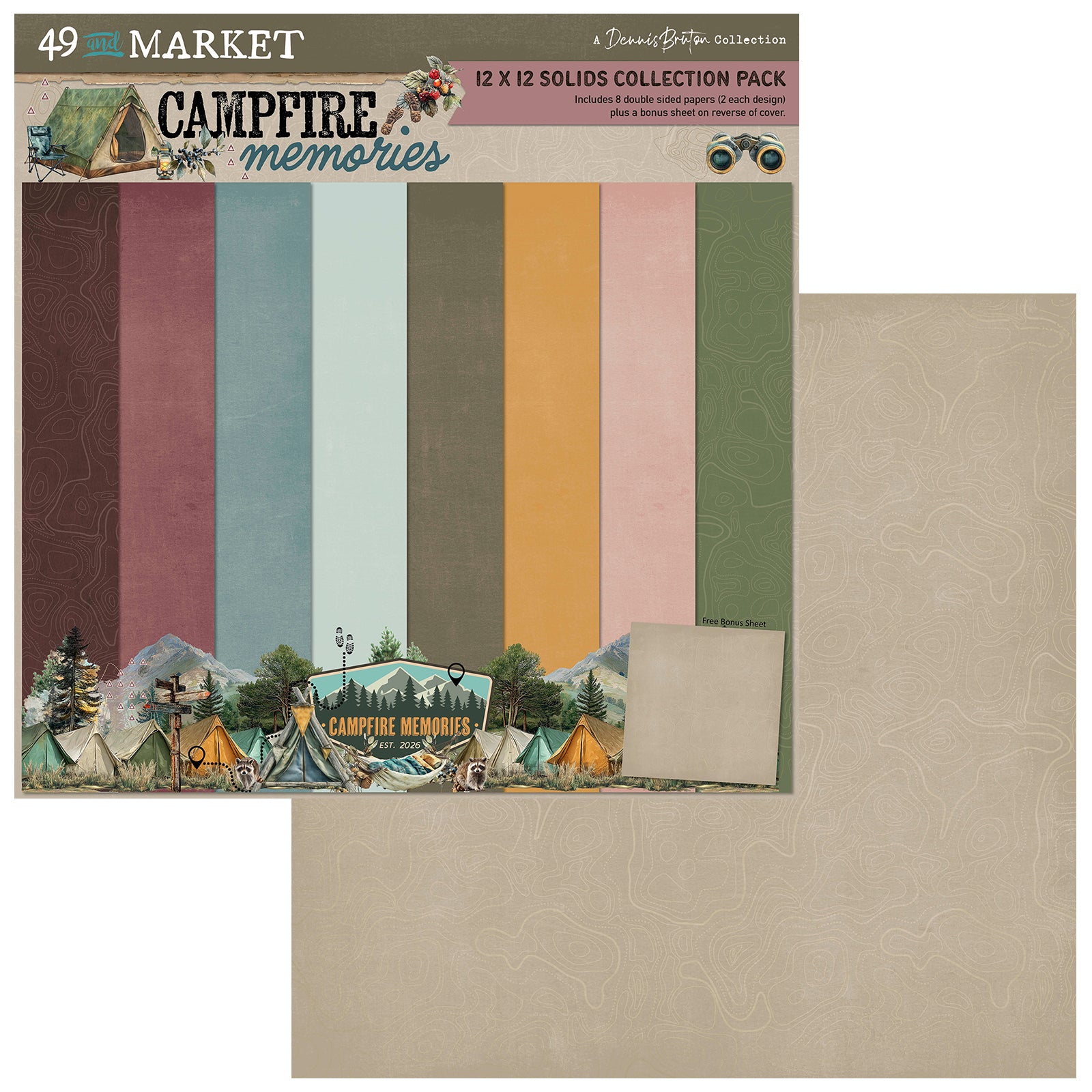 49 and Market - Campfire Memories - Solids Collection Pack - 12 x 12"