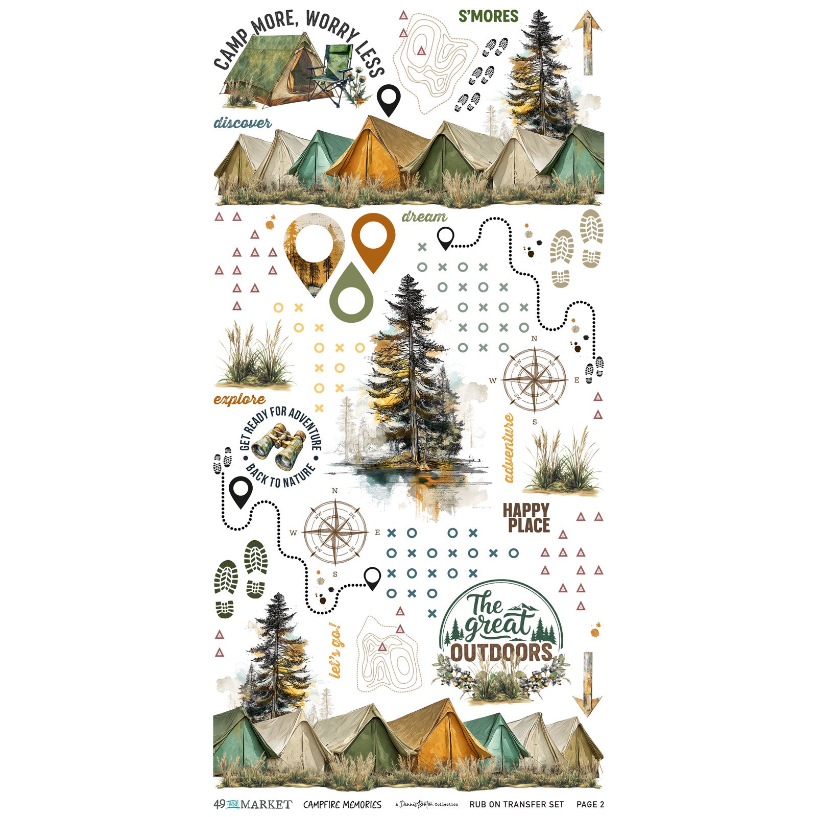 49 and Market - Campfire Memories - Blendable 6 x 12" Rub Ons