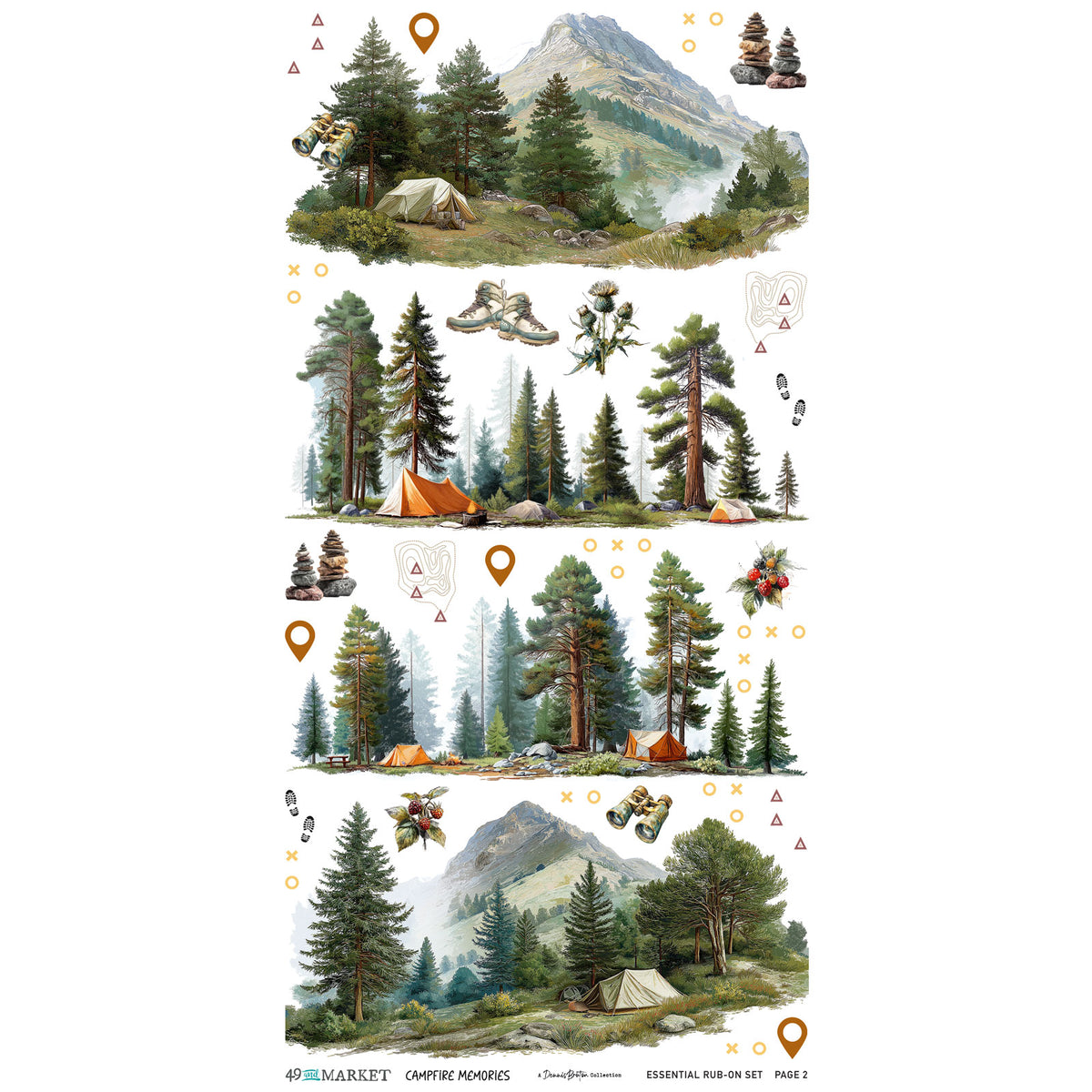 49 and Market - Campfire Memories - Essential 6 x 12" Rub Ons