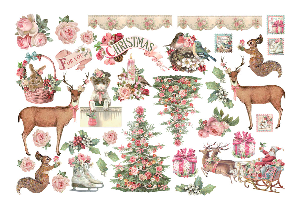 Stamperia - Pink Christmas - Adhesive Ephemera
