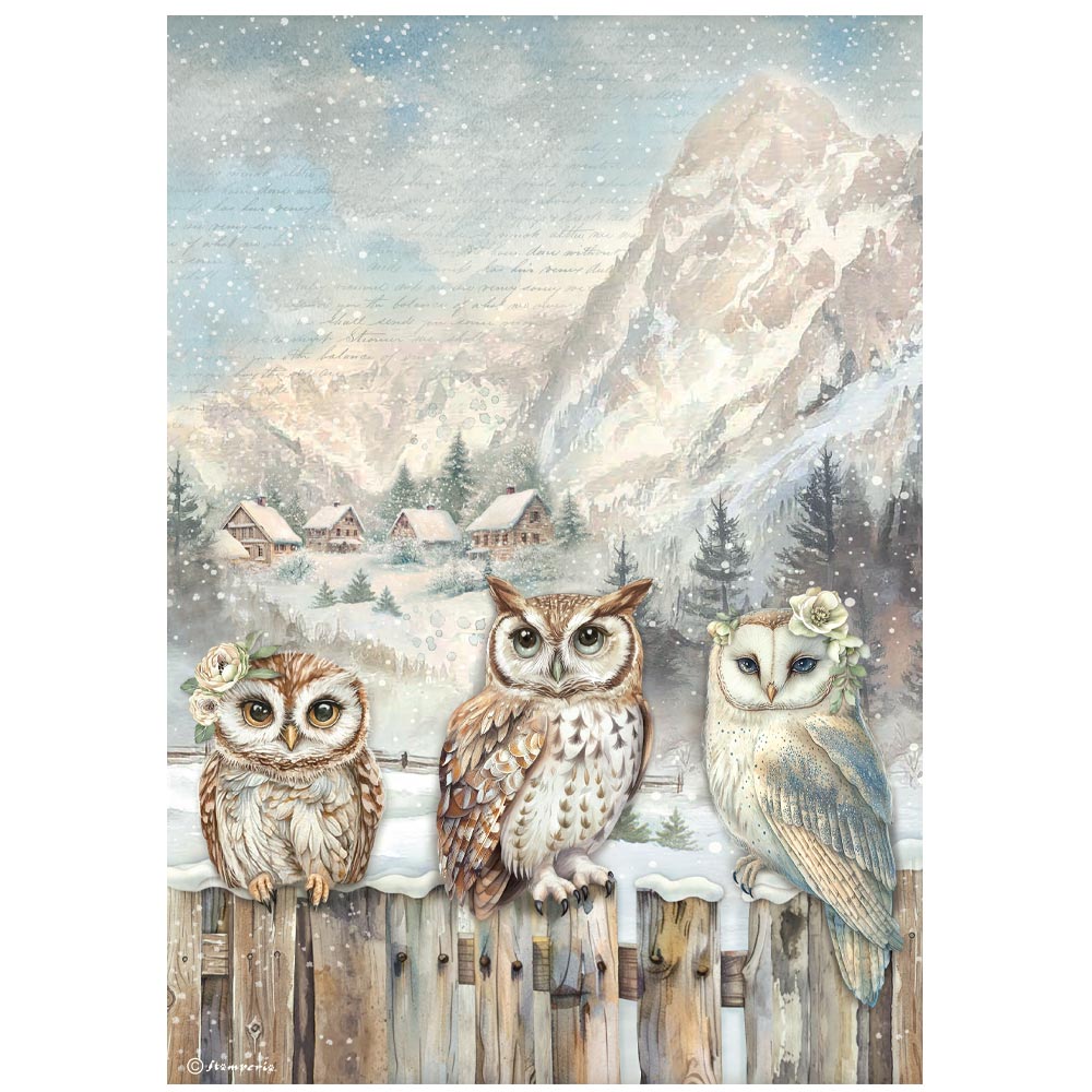 Stamperia - Rice Paper A4 - The Owl's house - 3 owls