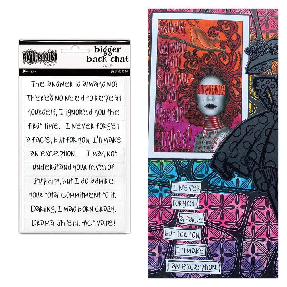 Dylusions - Creative Dyary - Bigger Back Chat Stickers - White 4