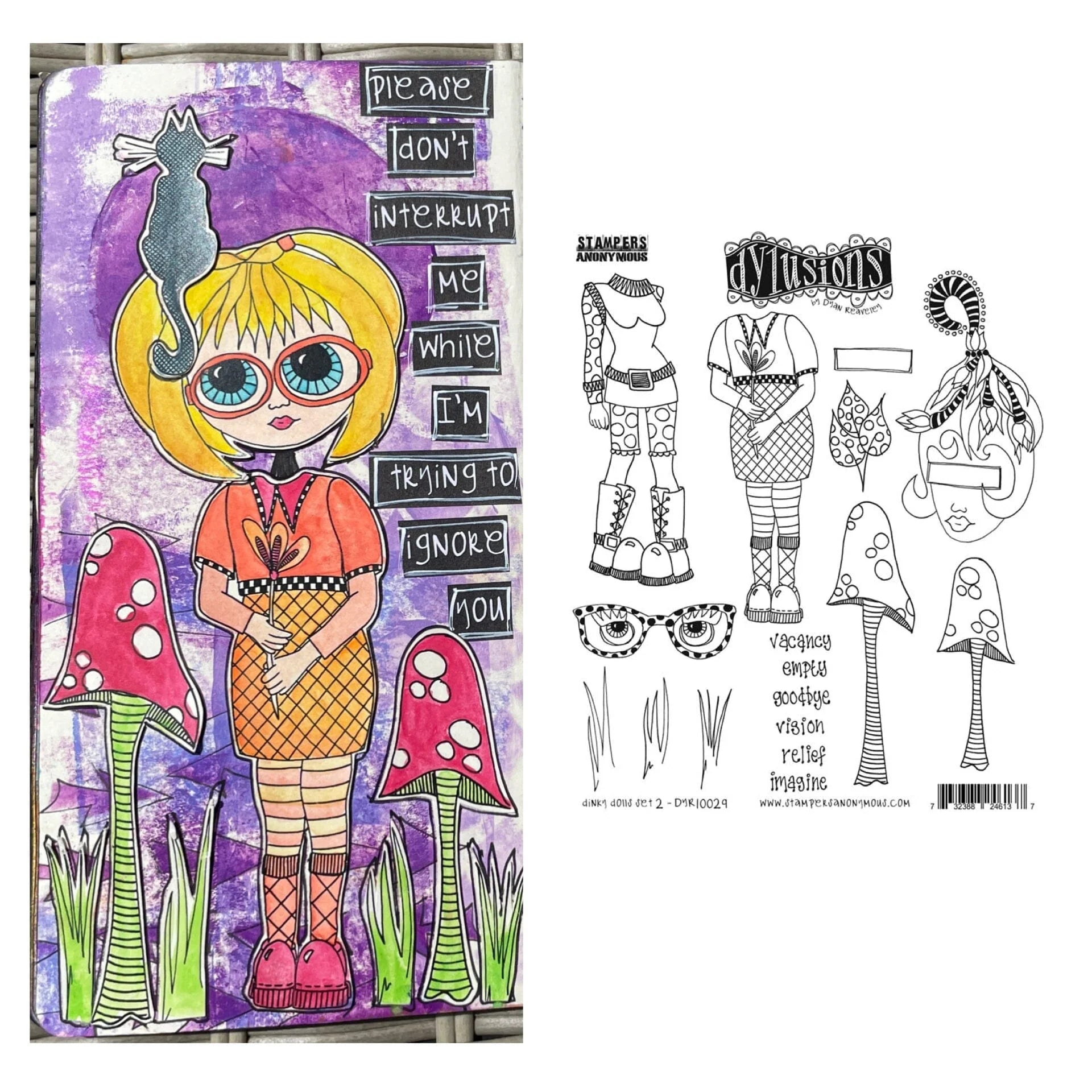 Dylusions - Cling Stamps - Dinky Doll - set 2