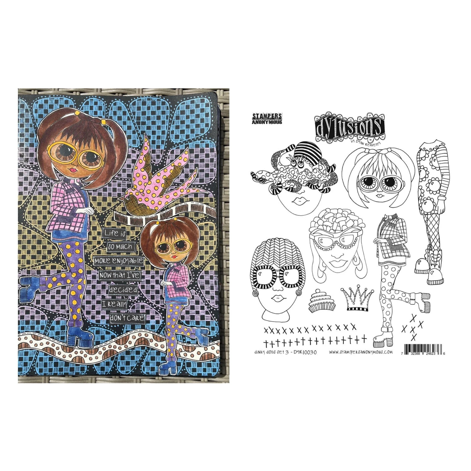 Dylusions - Cling Stamps - Dinky Doll - set 3