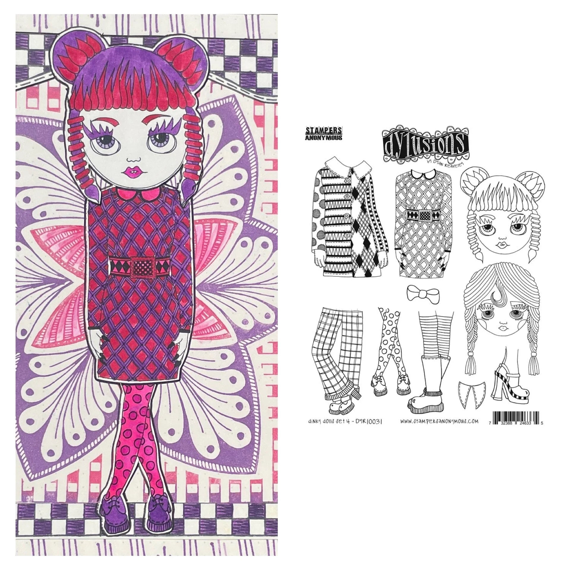 Dylusions - Cling Stamps - Dinky Doll - set 4