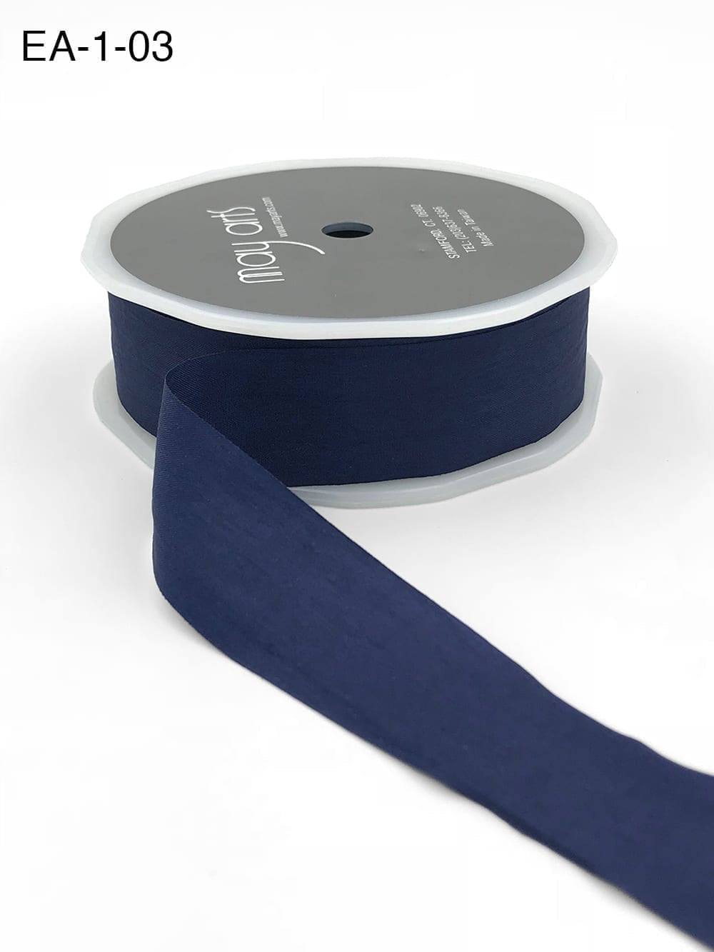 Wrinkled Faux Silk Ribbon - Navy - 2,5 cm -   METERSVIS