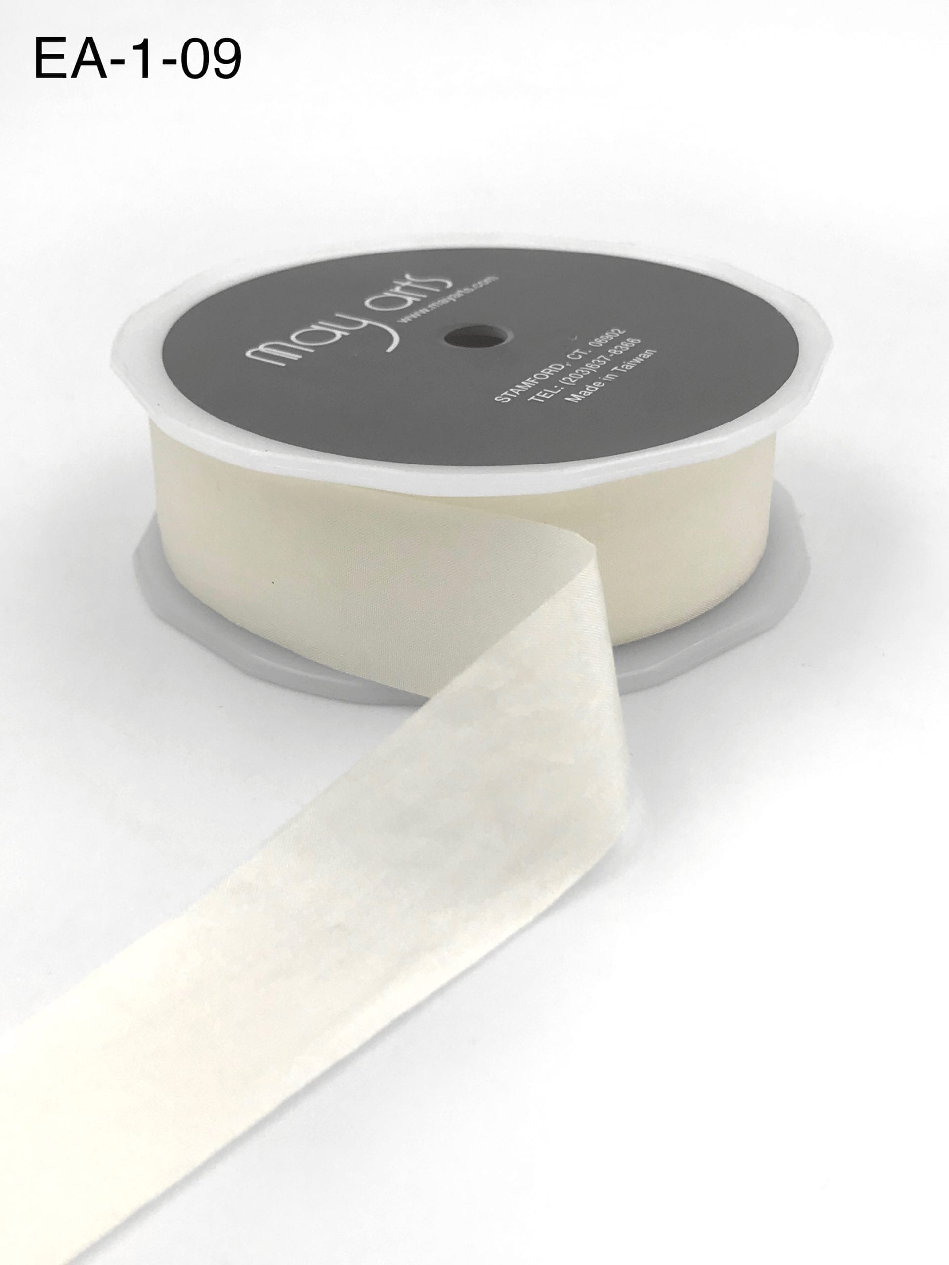 Wrinkled Faux Silk Ribbon - Ivory - 2,5 cm -   METERSVIS