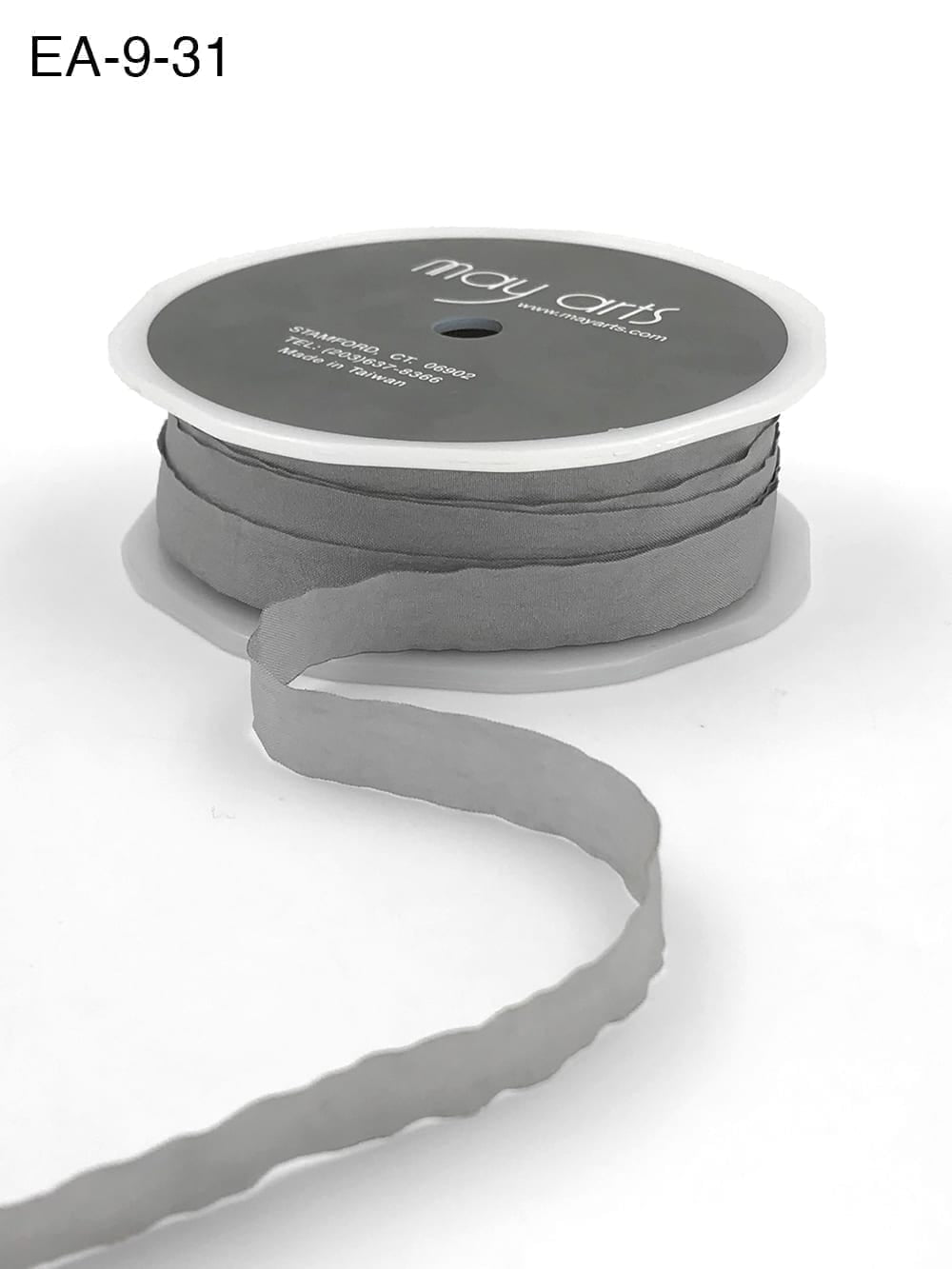 Wrinkled Faux Silk Ribbon - Light Grey - 1,25 cm -  METERSVIS