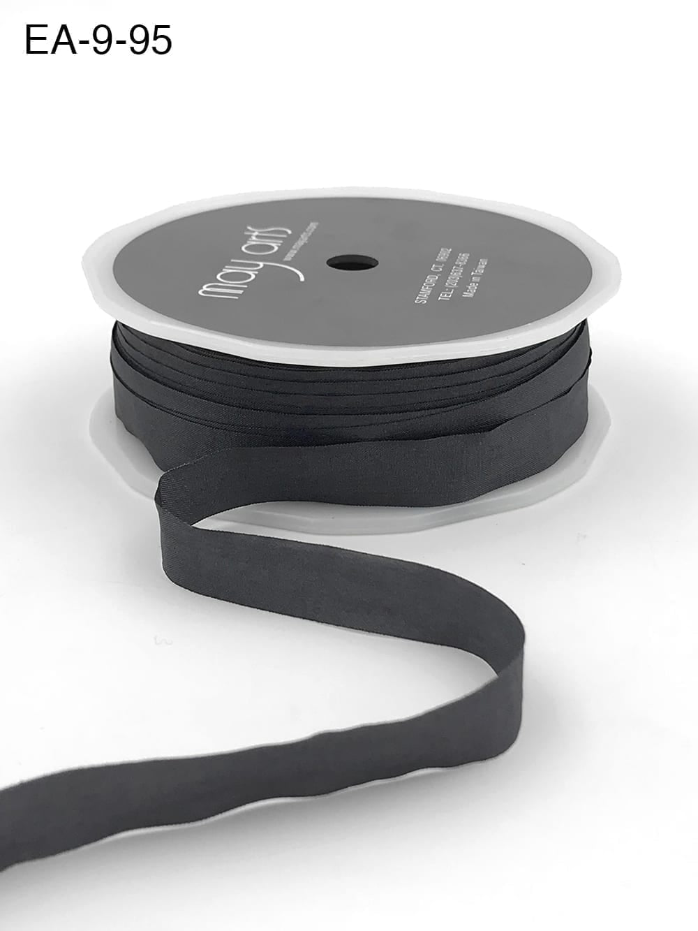 Wrinkled Faux Silk Ribbon - Charcoal - 1,25 cm -  METERSVIS