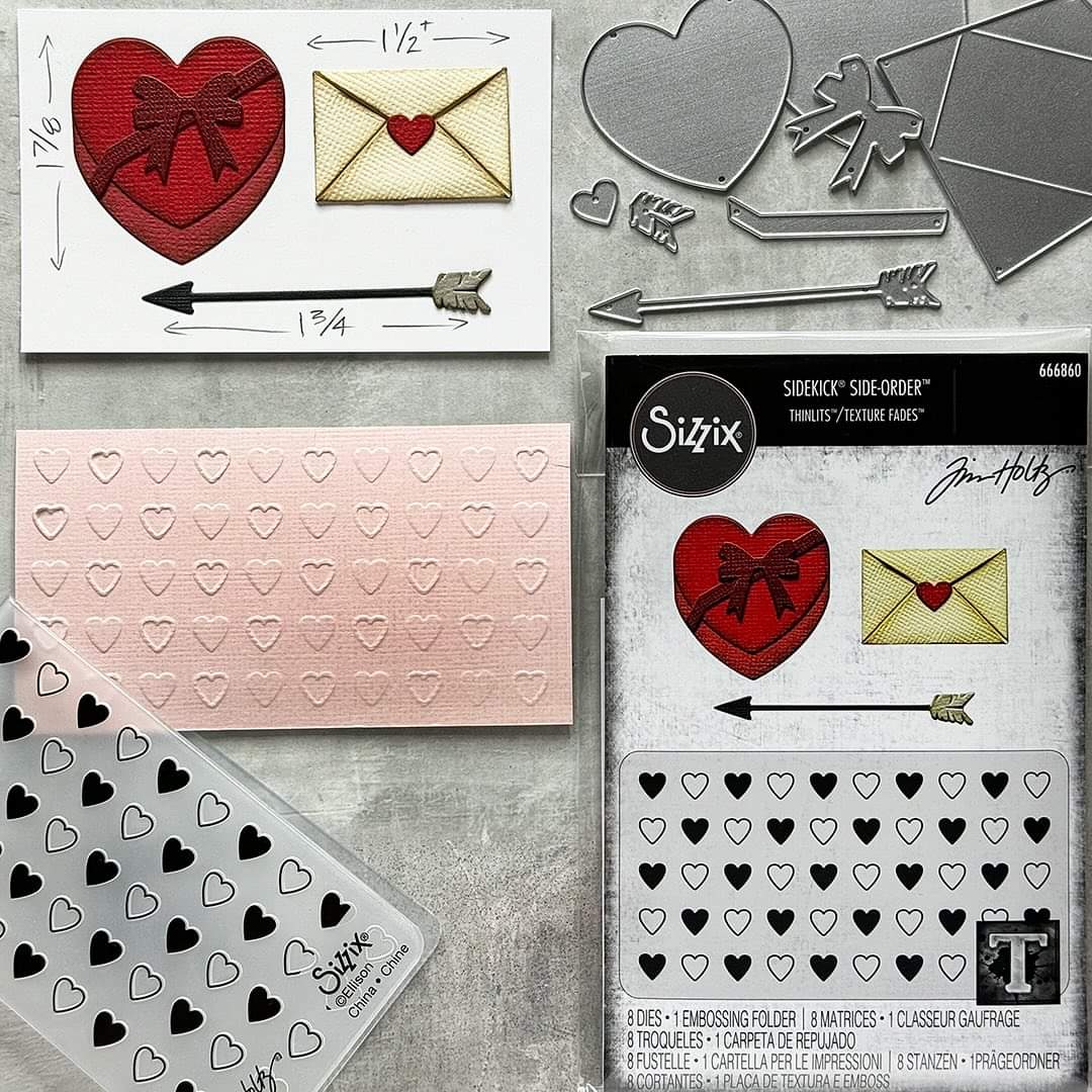 Sizzix - Tim Holtz - Love Notes Sidekick Dies and Texture Fade