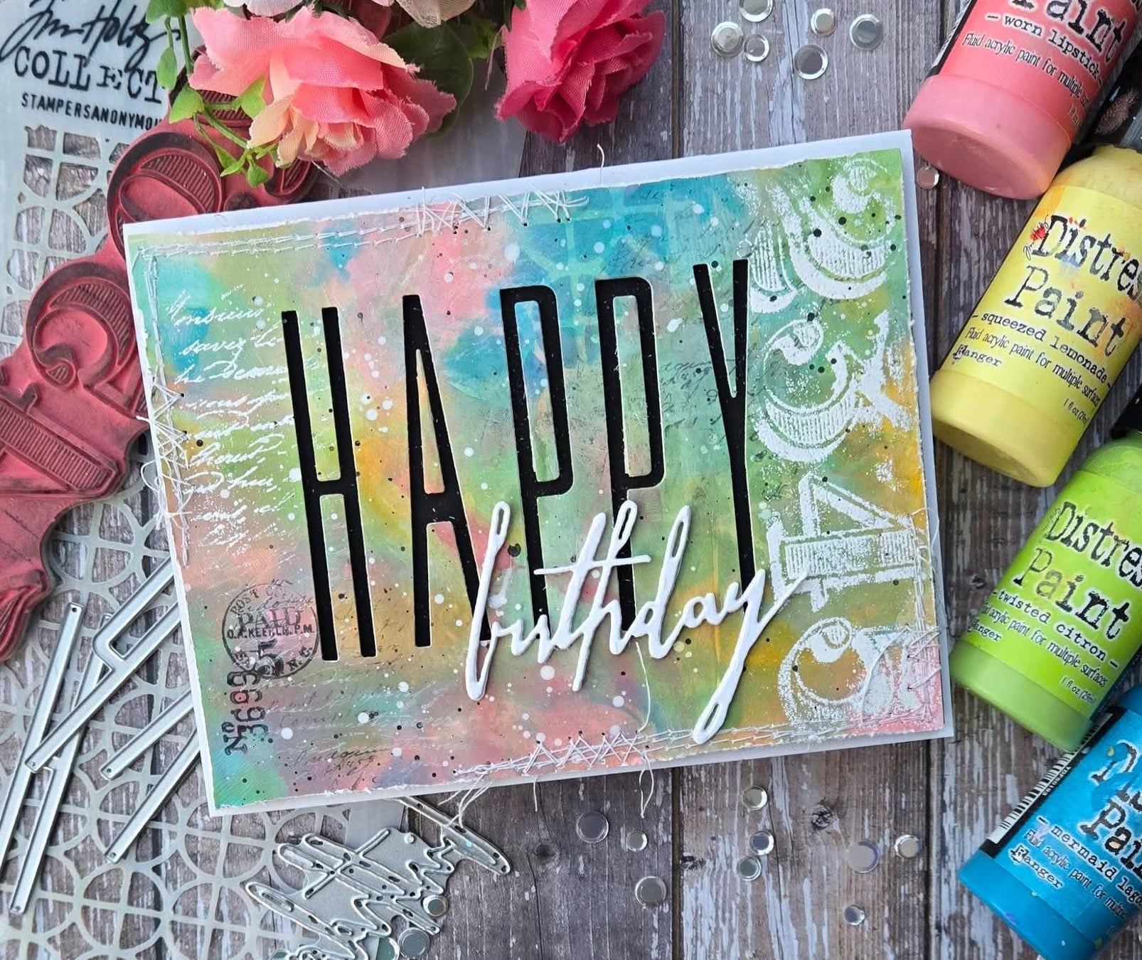 Sizzix - Tim Holtz Alterations - Thinlits - Handwritten Celebrate