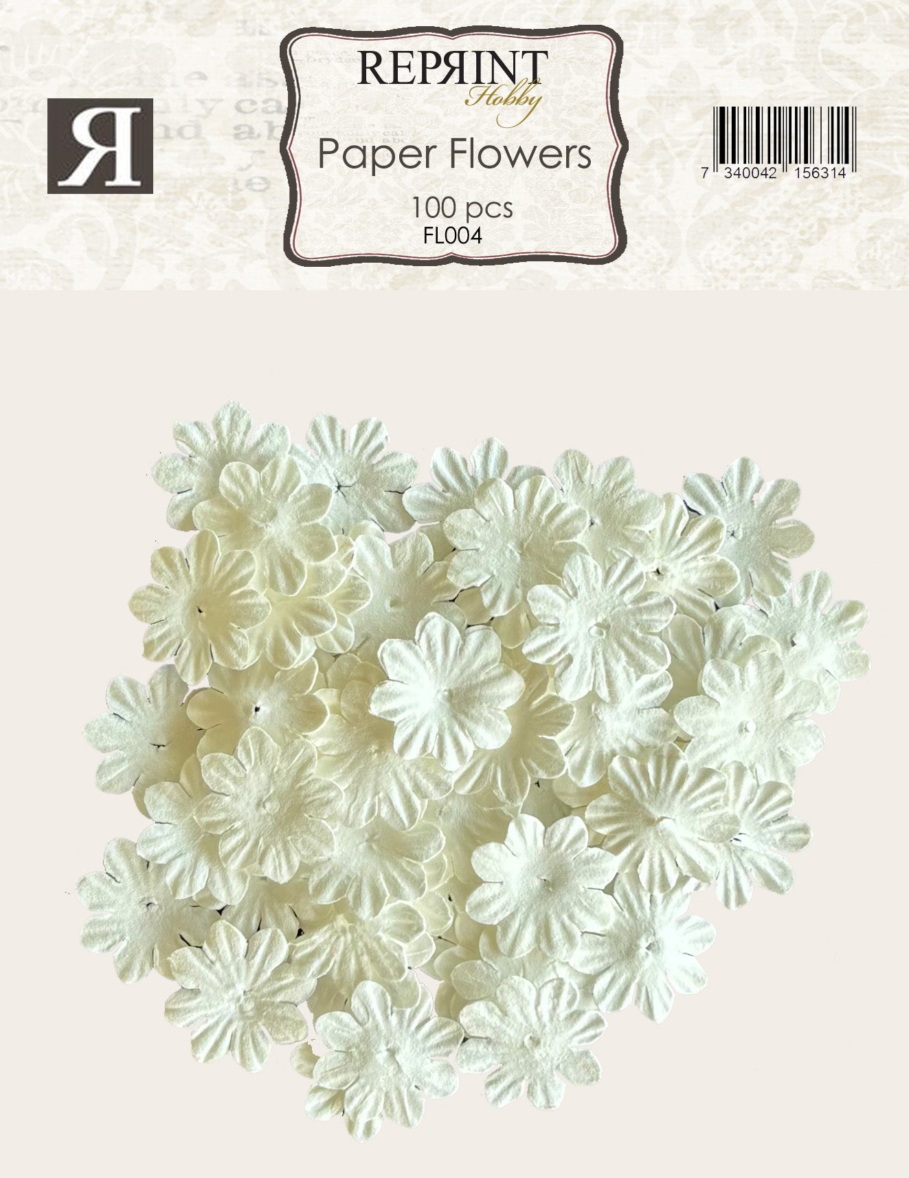 Reprint - Mini Papirblomster - Hvit