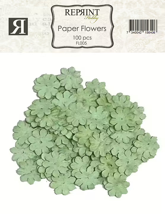 Reprint - Mini Papirblomster - Lys grønn