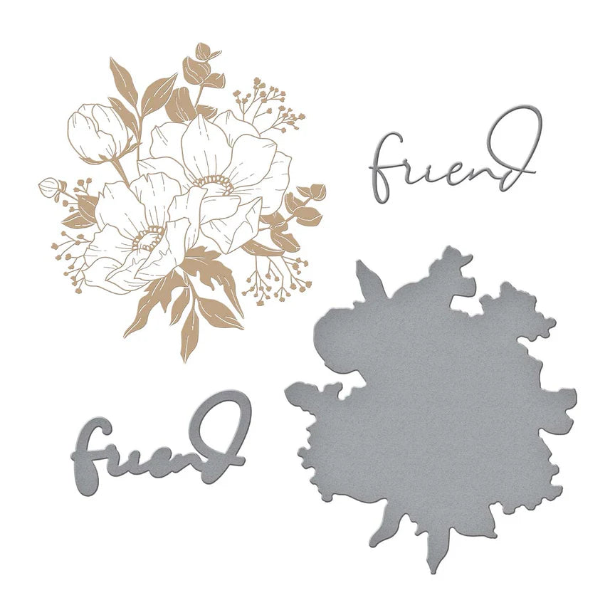 Spellbinders - Glimmer Hot Foil Plate & Die set - Anemone glimmer blooms