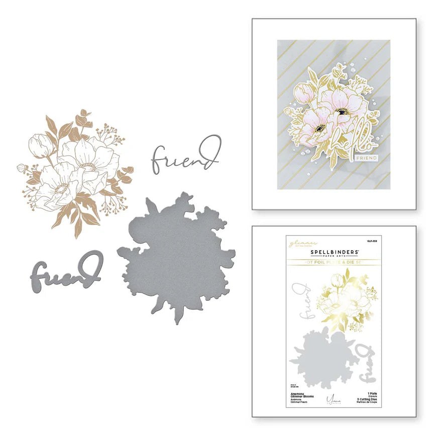 Spellbinders - Glimmer Hot Foil Plate & Die set - Anemone glimmer blooms